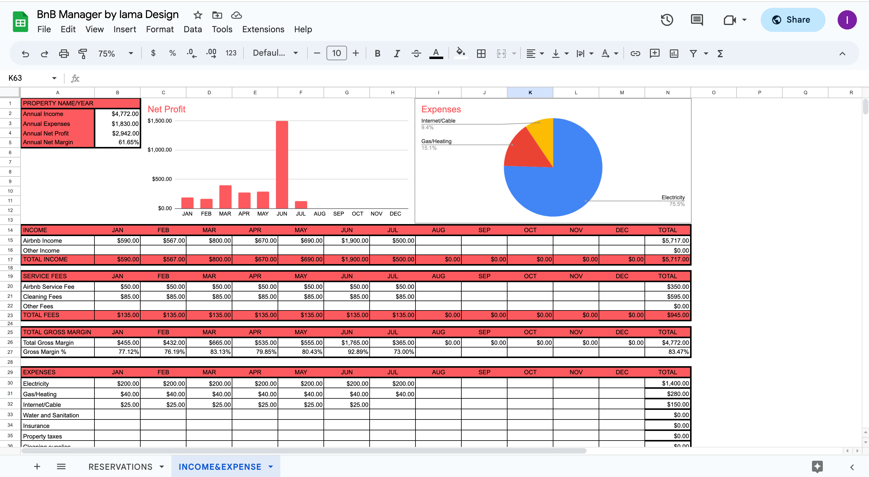 BnB Manager Google Sheets